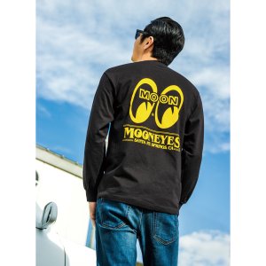 画像: MOON Big Eyeshape ロングスリーブ Tシャツ ブラック/イエロー 