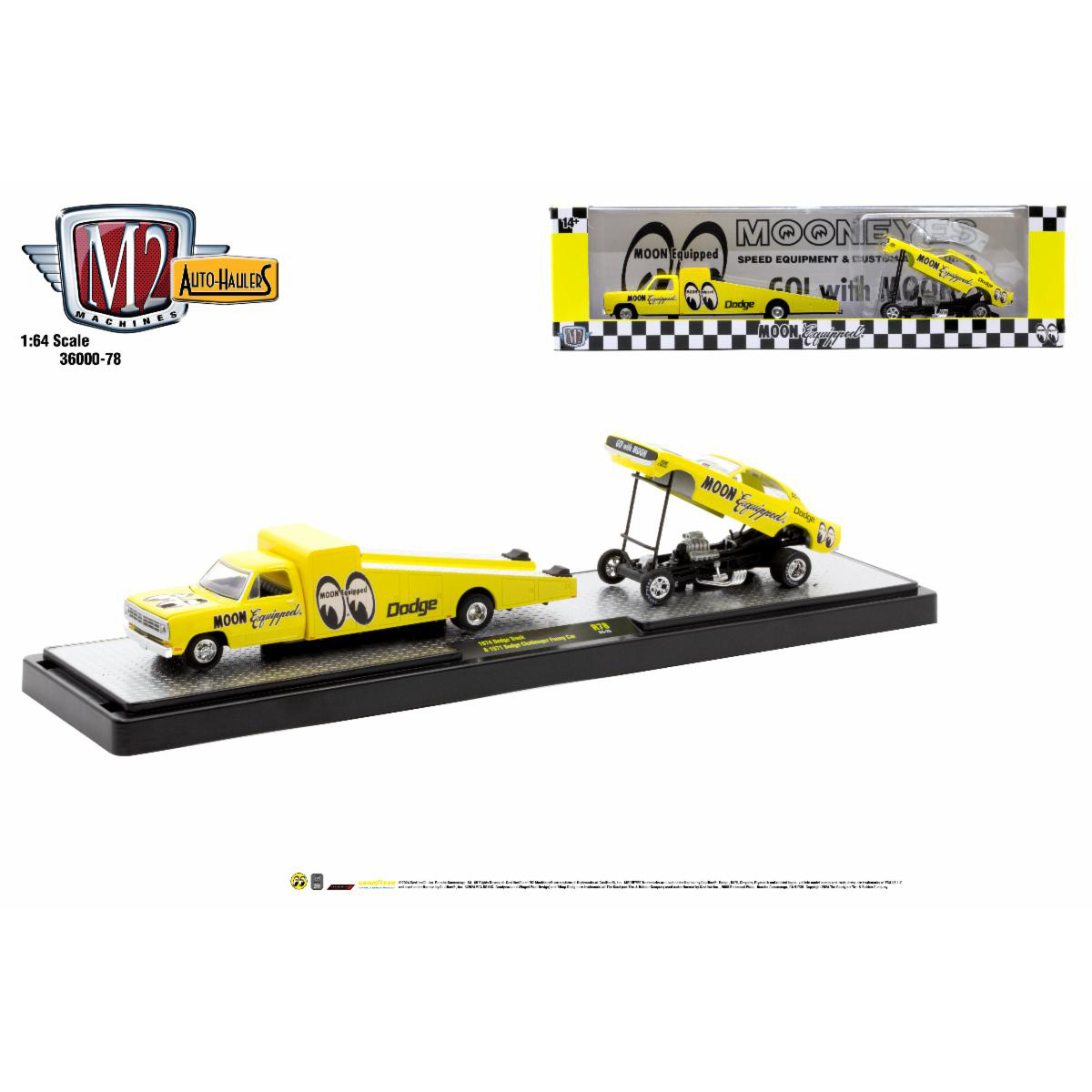 画像1: M2 Machines x MOONEYES 1/64  1974 Dodge Truck & 1971 Dodge Challenger Funny Car (1)